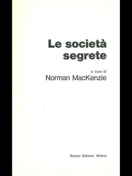 Le società segrete - Norman Mackenzie - copertina