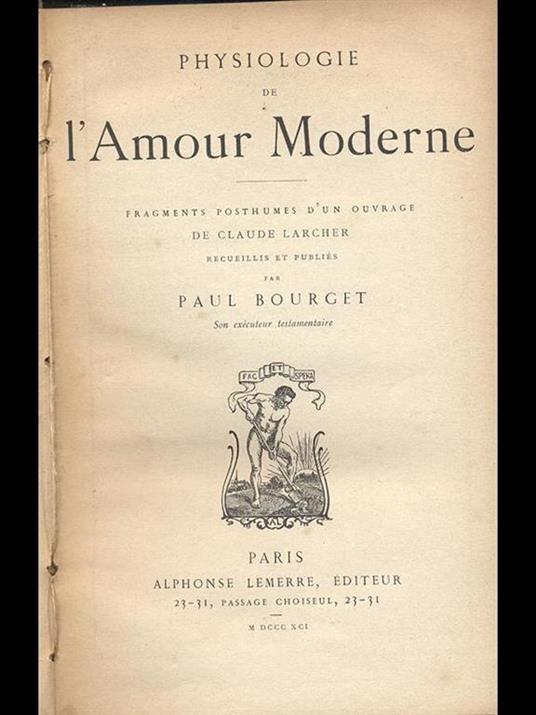 Physiologie de l'Amour Moderne - Paul Bourget - copertina