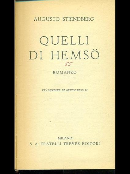 Quelli di Hemso - August Strindberg - copertina