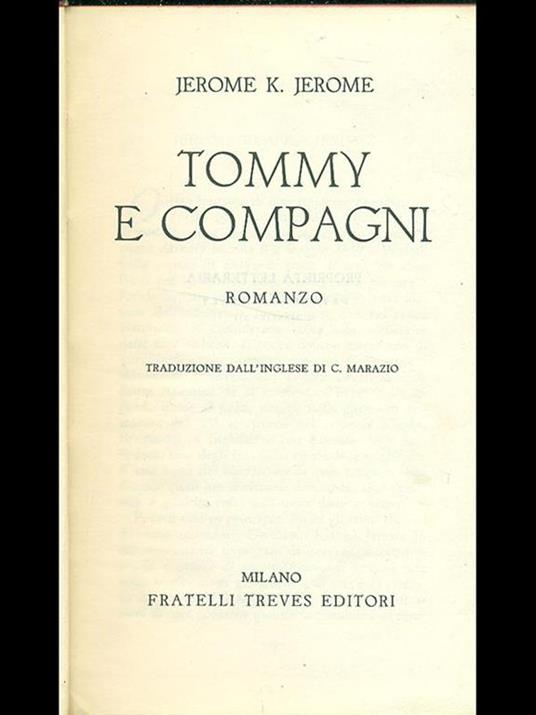 Tommy e compaqgni - Jerome K. Jerome - copertina