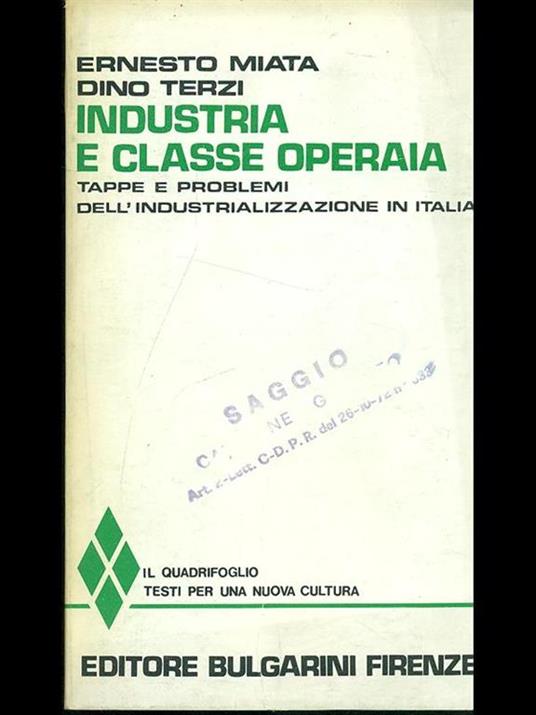 Industria e classe operaia - copertina
