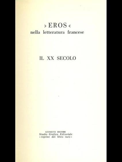 Eros nella letteratura francese. Il XX secolo - copertina