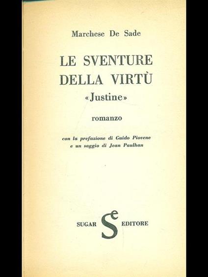Le sventure della virtù. 'Justinè - François de Sade - copertina