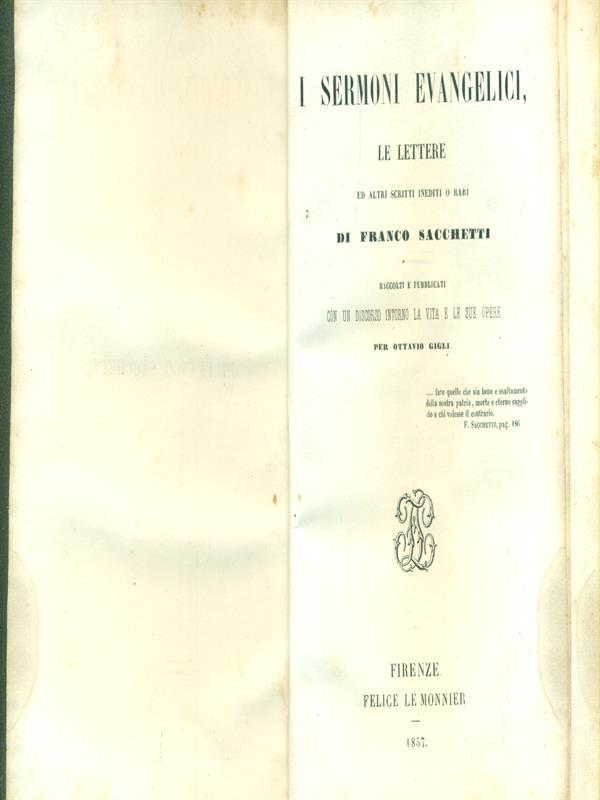 I sermoni evangelici, le lettere