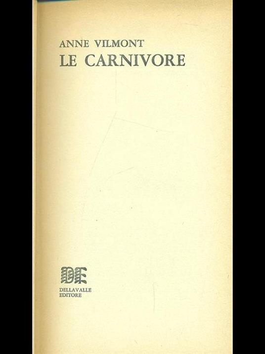 Le carnivore  - Anne Vilmont - copertina