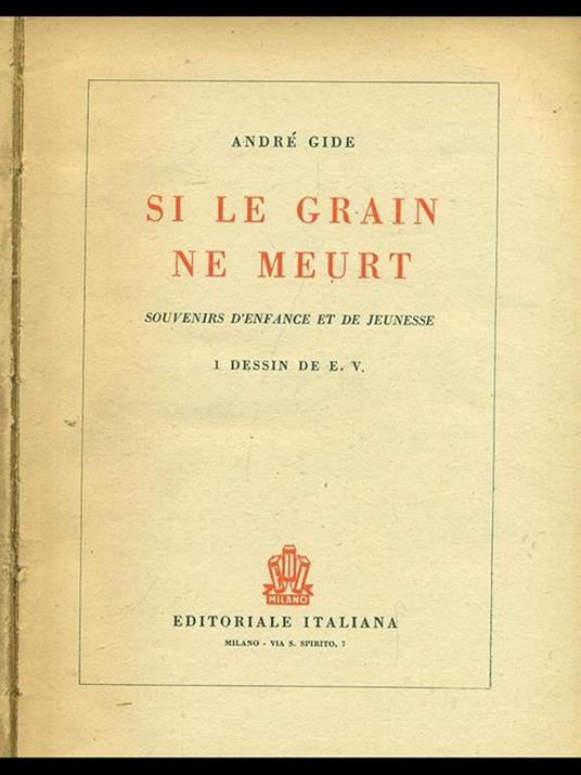 Si le grain ne meurt - André Gide - copertina