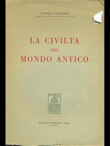 La civiltà nel mondo antico - Alfredo Passerini - copertina