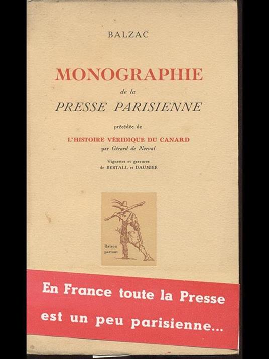 Monographie de la Presse Parisienne - Honoré de Balzac - copertina