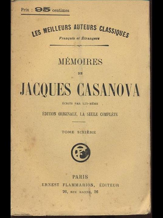 Memoires VI - Giacomo Casanova - copertina