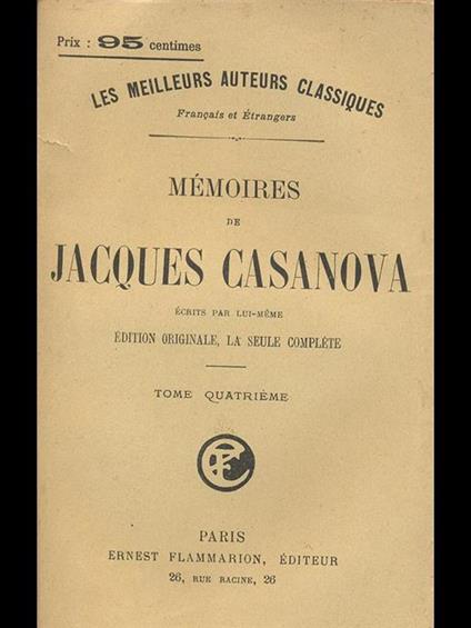 Memoires IV - Giacomo Casanova - copertina