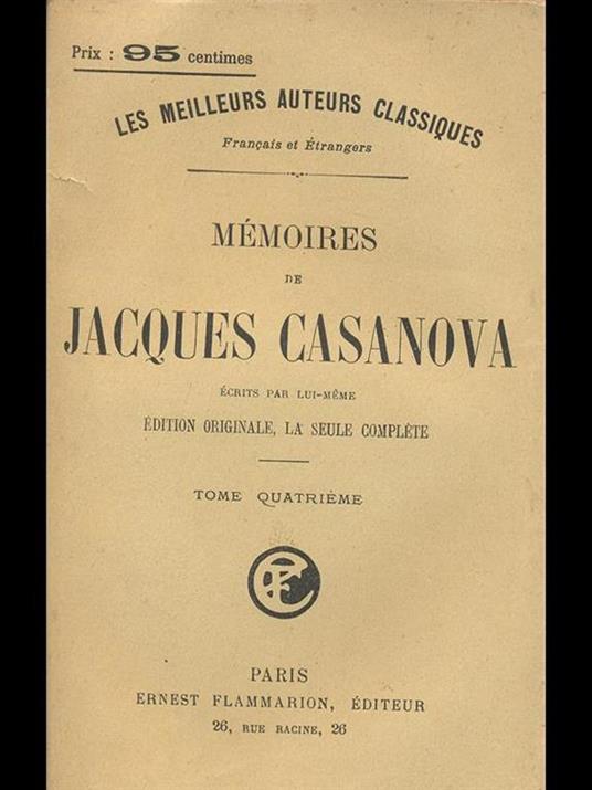 Memoires IV - Giacomo Casanova - copertina