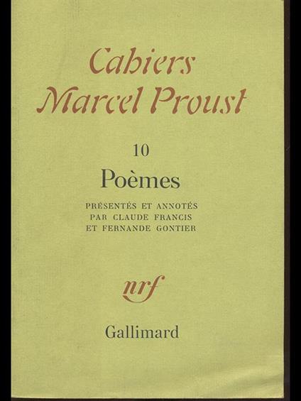 Cahiers Marcel Proust 10. Poemes - copertina