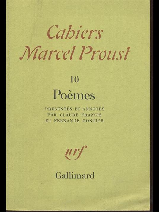 Cahiers Marcel Proust 10. Poemes - copertina