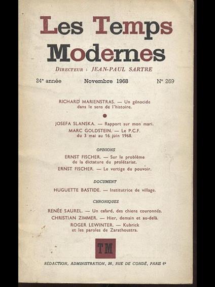 Les Temps Modernes N 269 - copertina