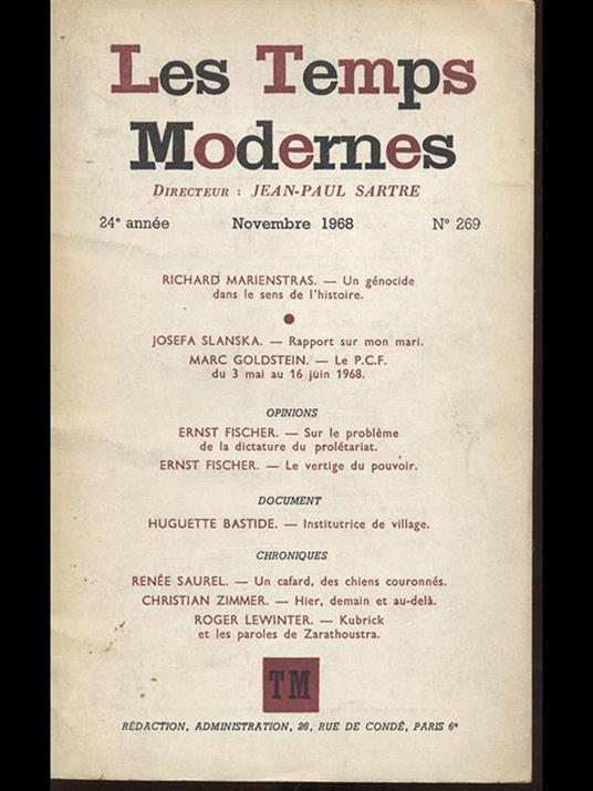 Les Temps Modernes N 269 - copertina