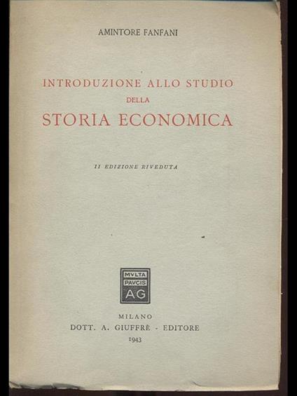 Introduzione allo allo studio della storia economica - copertina