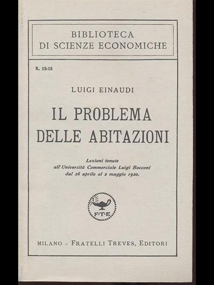 Il problema delle abitazioni - Luigi Einaudi - copertina