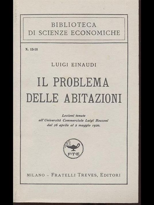 Il problema delle abitazioni - Luigi Einaudi - copertina