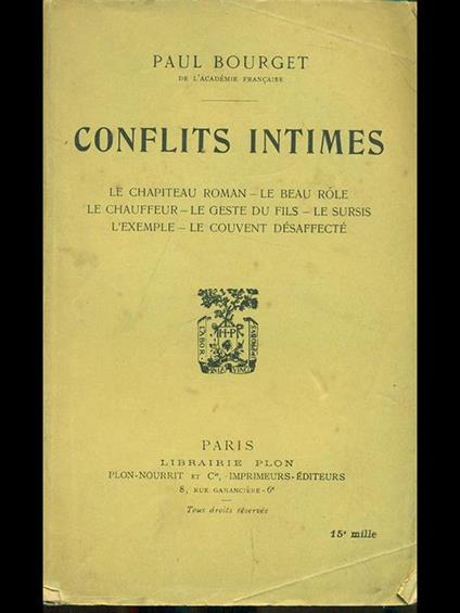 Conflits intimes - Paul Bourget - copertina