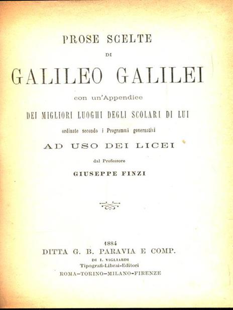 Prose scelte - Galileo Galilei - copertina