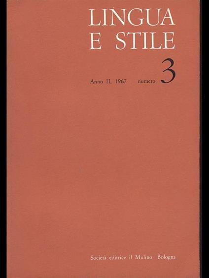 Lingua e stile. anno II n3 - copertina