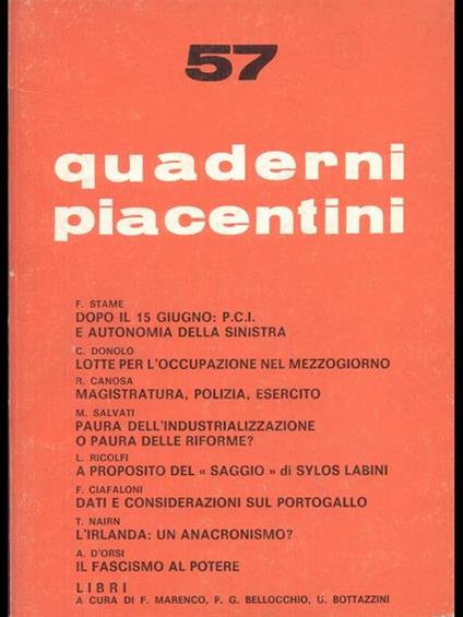 Quaderni piacentini 57 - copertina