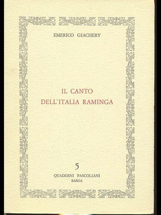 Il canto dell'Italia raminga - Emerico Giachery - copertina