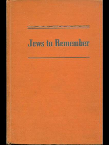 Jews to remember - Sulamith Ish-Kishor - copertina