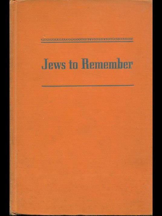 Jews to remember - Sulamith Ish-Kishor - copertina