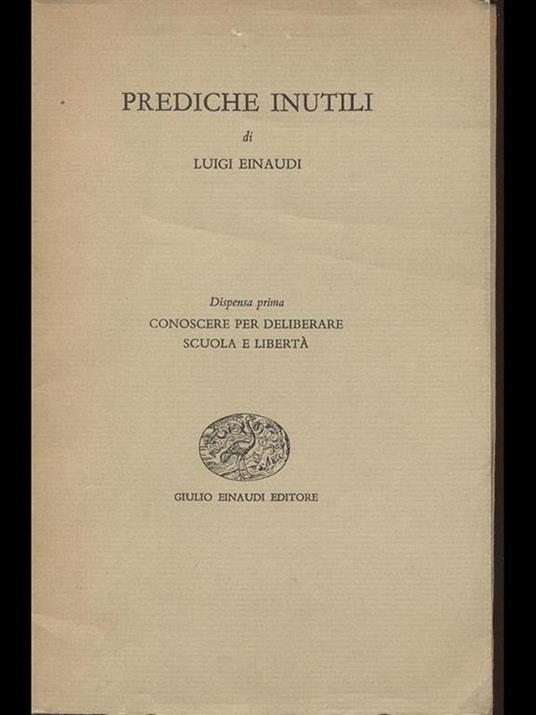 Prediche inutili - dispensa prima - Luigi Einaudi - copertina