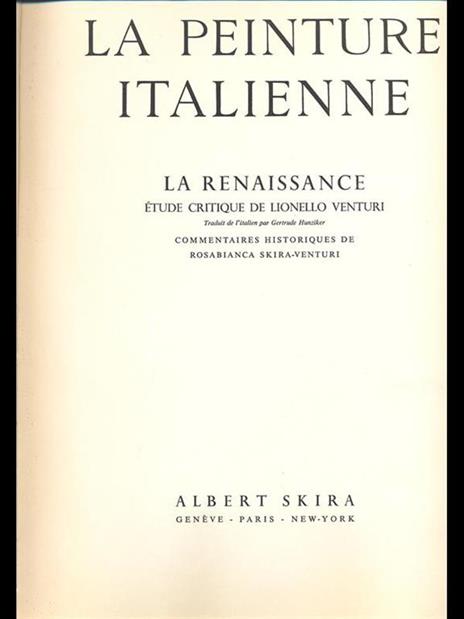 La Peinture Italienne. La Renaissance - Lionello Venturi - copertina