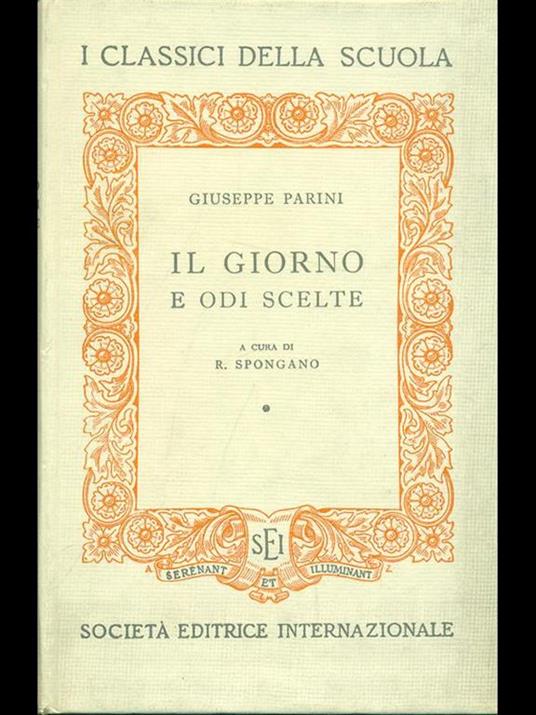 Il giorno e odi scelte - Giuseppe Parini - copertina