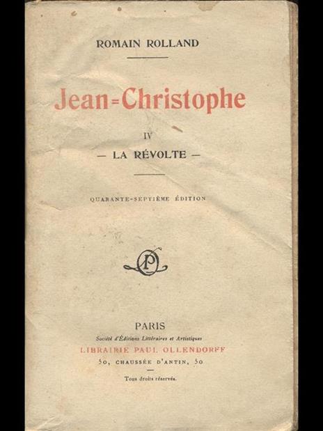 Jean Christophe IV La revolte - Romain Rolland - copertina