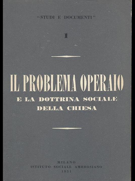Il Problema operaio e la dottrina sociale della Chiesa - copertina