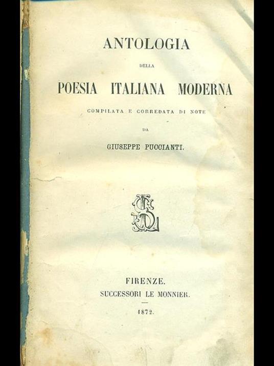 Antologia della poesia italiana moderna - Giuseppe Puccianti - copertina