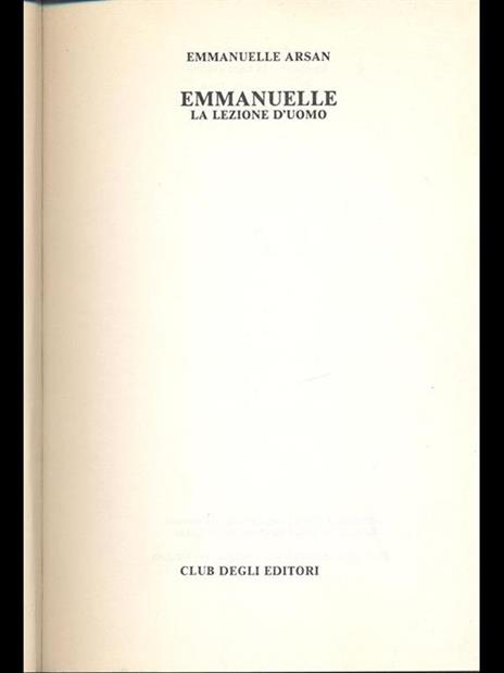 Emmanuelle. La lezione d'uomo - Emmanuelle Arsan - copertina