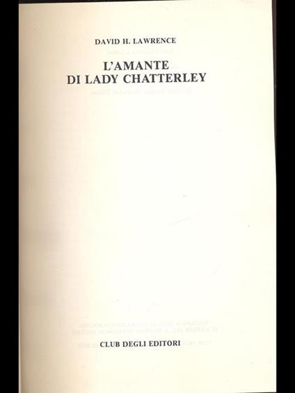 L' amante di Lady Chatterley - David Herbert Lawrence - copertina