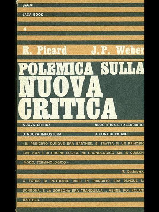 Polemica sulla nuova critica - P. Picard,J. P. Weber - copertina