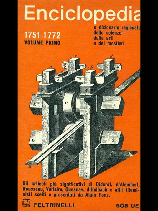Enciclopedia 1751-1772 vol. 1 - A. A. Pons - copertina