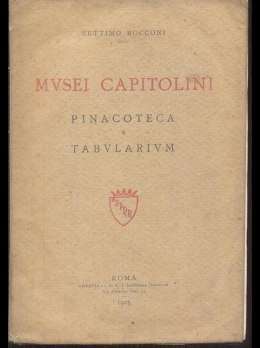 Musei capitolini. Pinacoteca e tabularium - Settimo Bocconi - copertina
