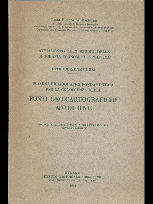 Sussidii bibliografici fondamentali per la conoscenza delle fonti geo-cartografiche moderne - Luigi Filippo De Magistris - 10