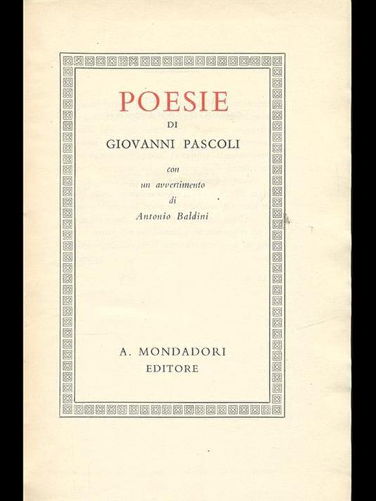 Poesie - Giovanni Pascoli - copertina