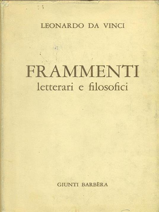 Frammenti letterari e filosofici - Leonardo da Vinci - copertina