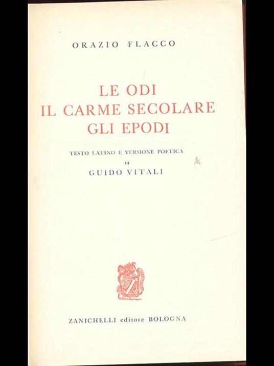 Le odi. Il carme secolare. Gli epodi - Q. Flacco Orazio - copertina