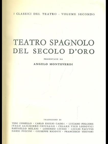 Teatro spagnolo del secolo d'oro - Angelo Monteverdi - copertina