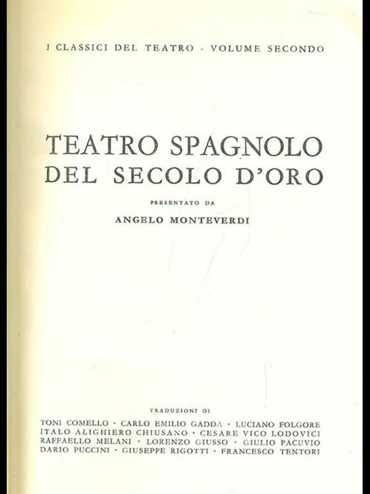 Teatro spagnolo del secolo d'oro - Angelo Monteverdi - copertina