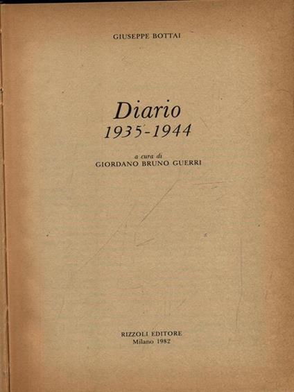 Diario 1935-1944 - Giuseppe Bottai - copertina