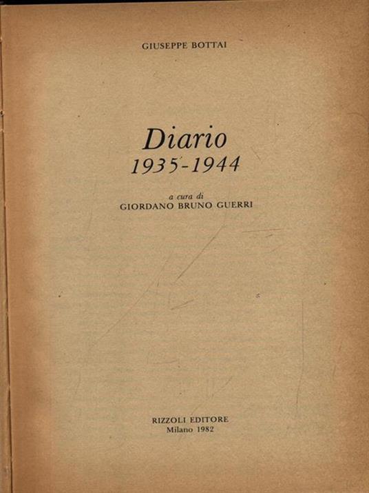 Diario 1935-1944 - Giuseppe Bottai - copertina