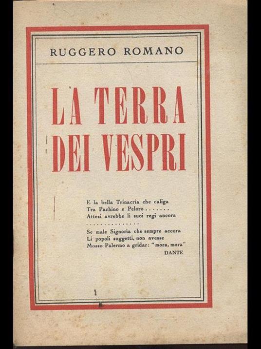 La terra dei Vespri - Ruggero Romano - copertina
