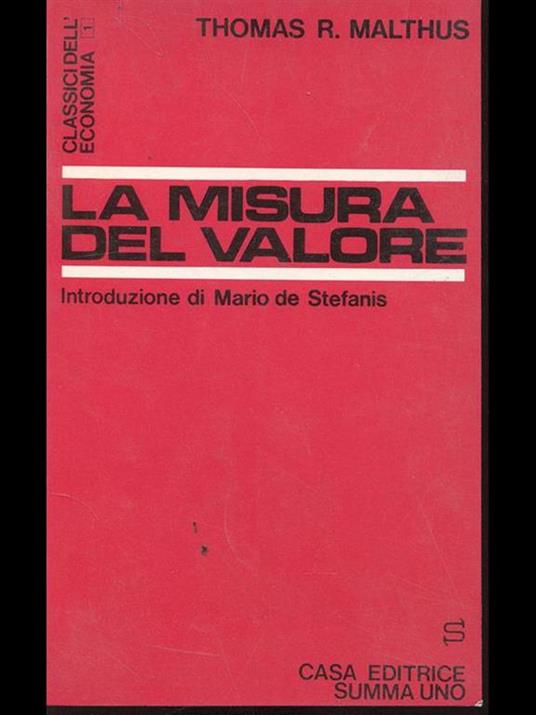 La misura del valore - Thomas R. Malthus - copertina